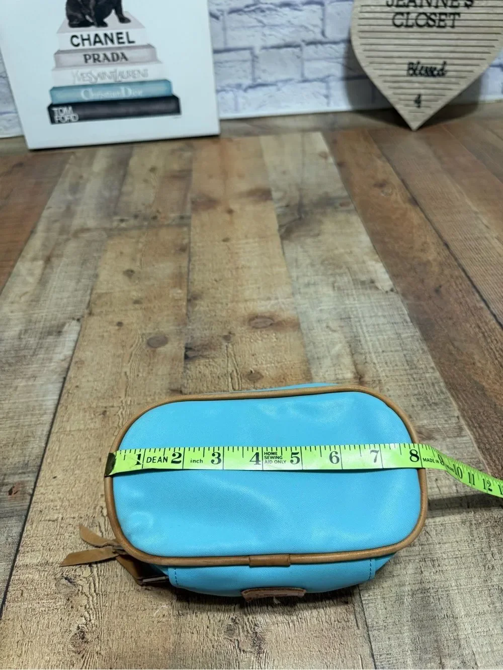 John Hart Mini Makeup Bag Case ocean blue coated canvas “payton”